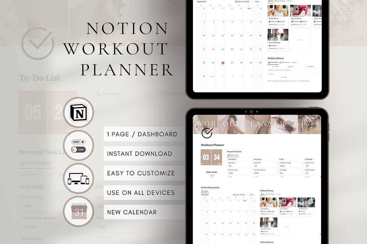 Workout Log Template for Notion, a Templates & Theme by BRANDcontent (Photo 1 of 8)