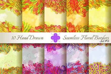 10 Floral Seamless Borders. Set#6