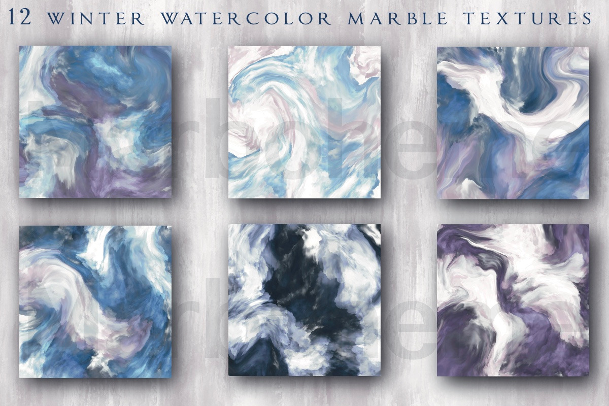 Winter Watercolor Marble Textures, a Texture Graphic by Luna Y Mar (Photo 3 of 7)