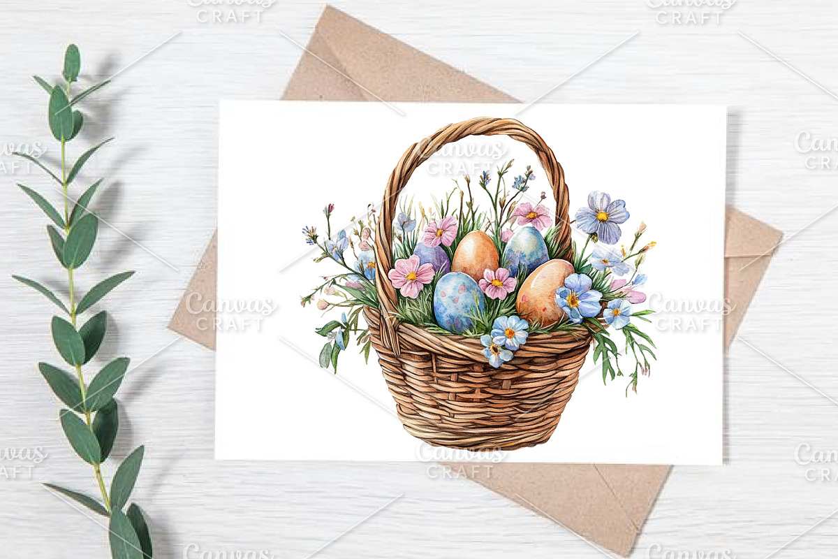 Watercolor Easter Basket Clipart PNG, an Illustration by Canvas Craft (Photo 7 of 7)