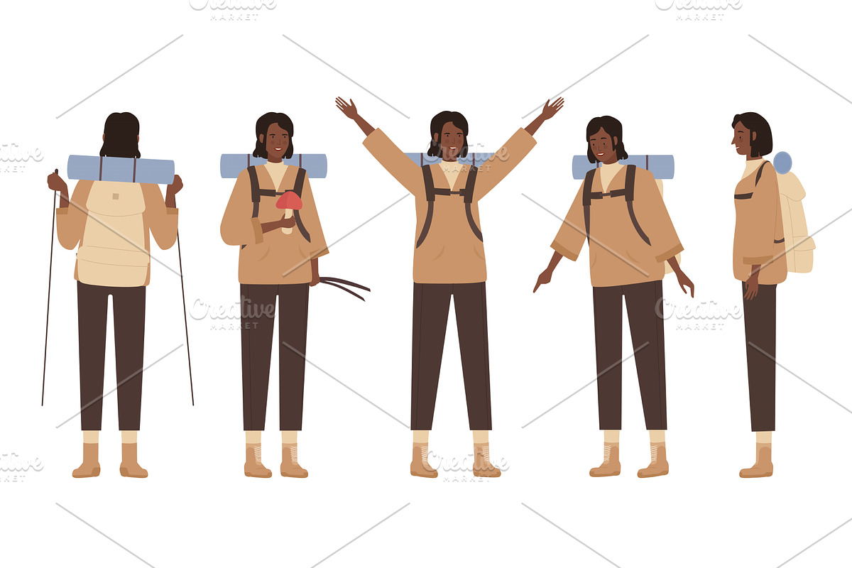 Afro Female Tourist Posing with, a Sport Illustration by Flashvector