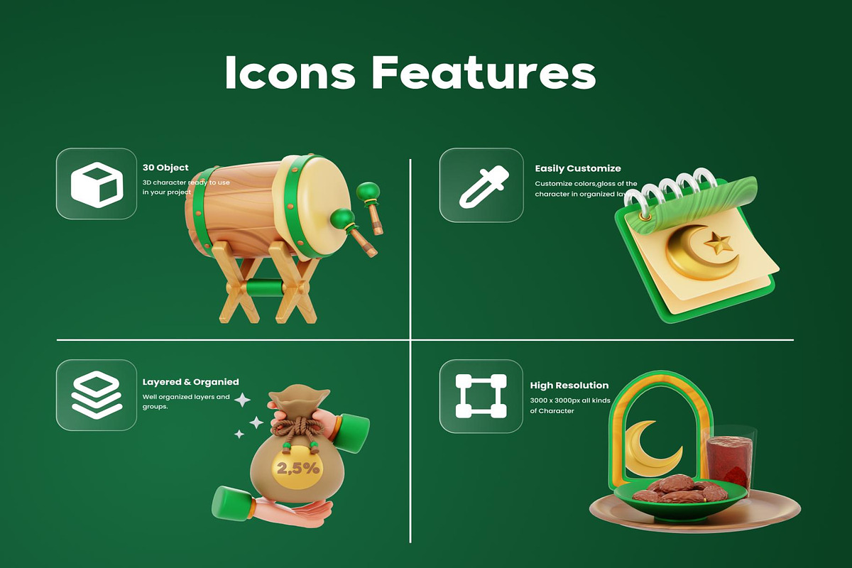 Ramadhan & Eid Mubarak 3D Asset, an Object Illustration by Lumina_ui_ux202 (Photo 2 of 6)