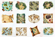 Old Maps Designs Clipart, an Illustration by RobertsArt (Thumbnail 3 of 4)