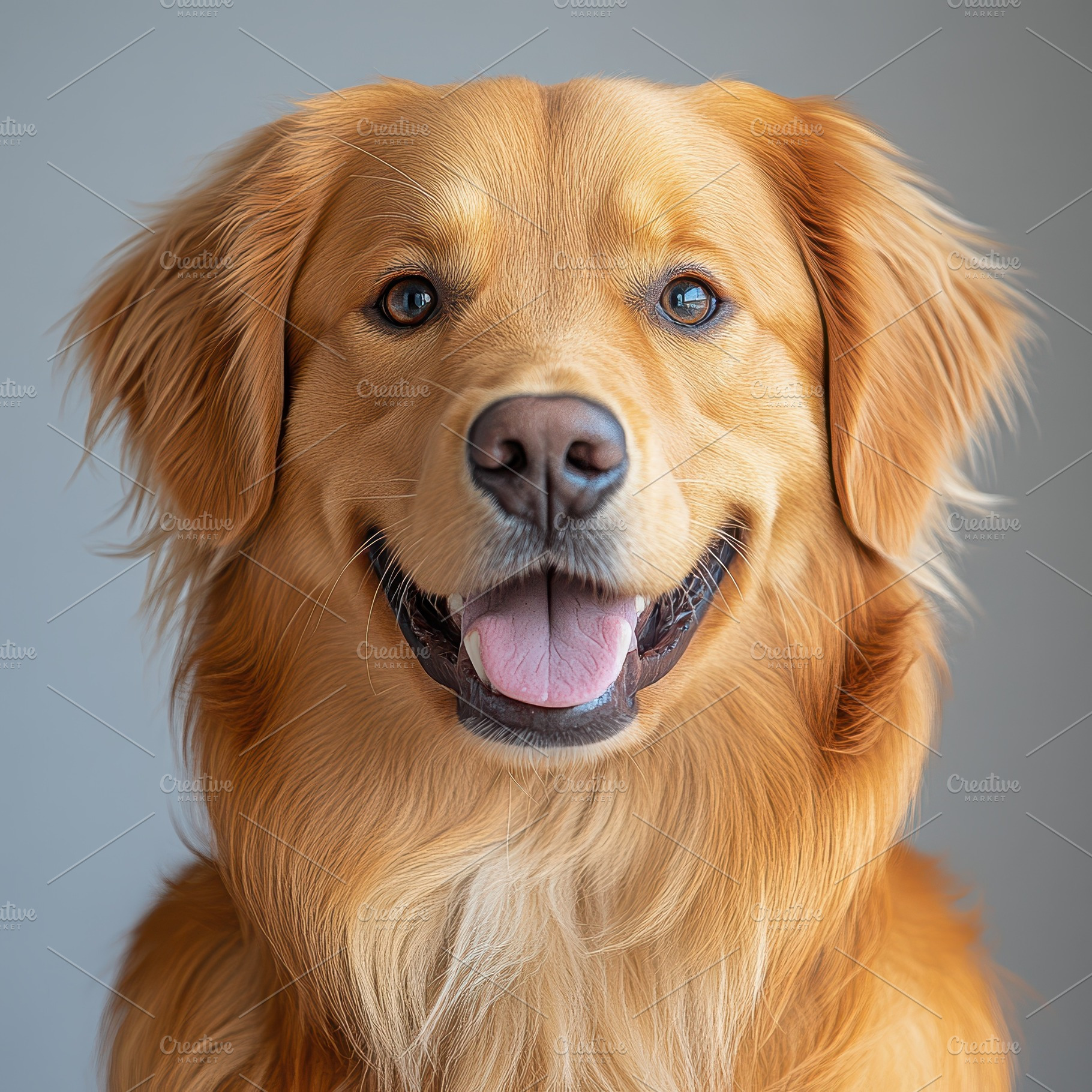 Happy Golden Retriever Dog Portrait, an Animal Photo by Pixeness Studio
