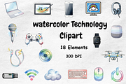 Watercolor Technology Clipart, a Technology Illustration by BerryPieArt (Thumbnail 1 of 4)