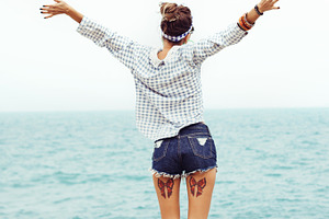 Outdoor summer fashion hipster sexy hot sensual portrait featuring