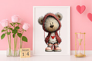Whimsical Valentine Teddy Bear, an Illustration by Canvas Craft (Thumbnail 5 of 6)