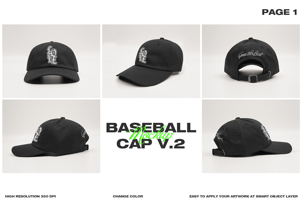 Baseball Cap V.2 - Mockup, a Hat Mockup by DaldSgh (Photo 2 of 9)