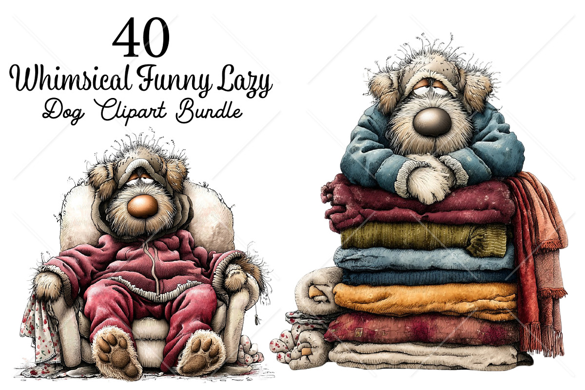 Whimsical Funny Lazy Dog Clipart PNG, a Seasonal Illustration by Canvas Craft (Photo 1 of 10)
