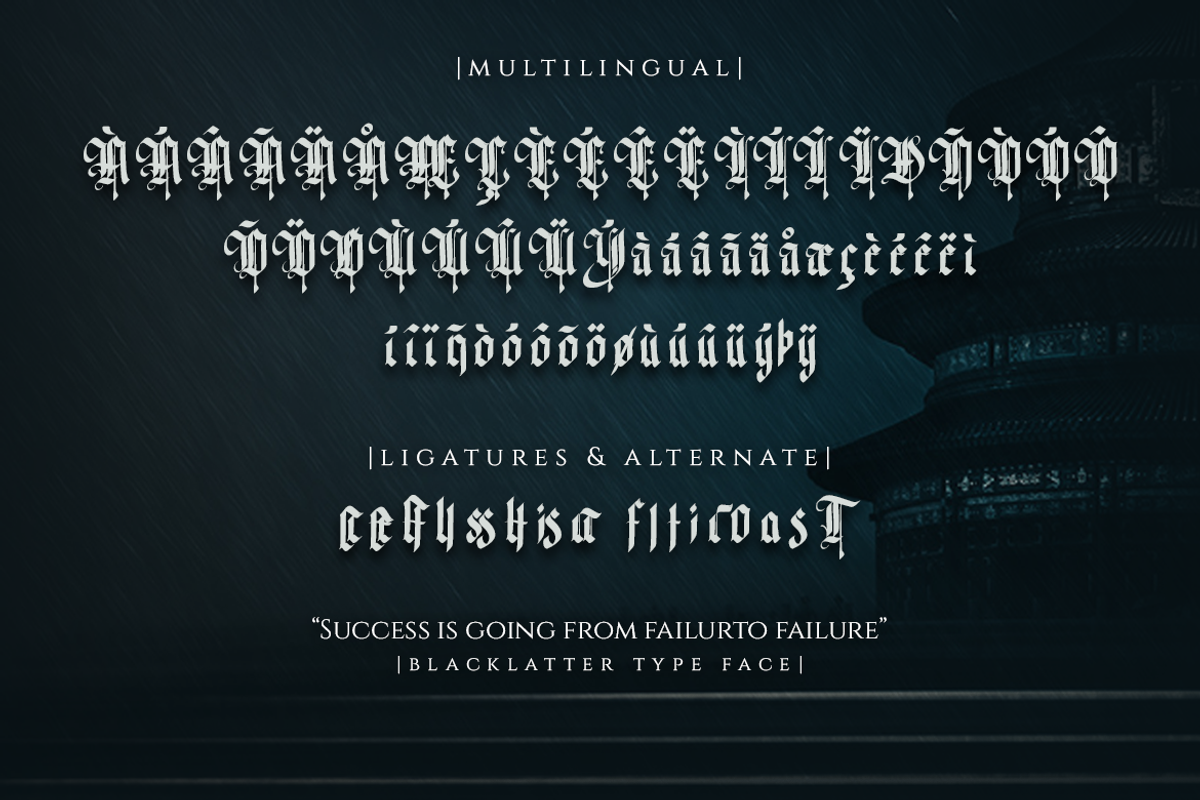 Beautiful Dream, a Blackletter Font by Meizzaluna Design (Photo 5 of 10)