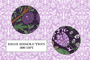 William Morris Floral Pattern Purple