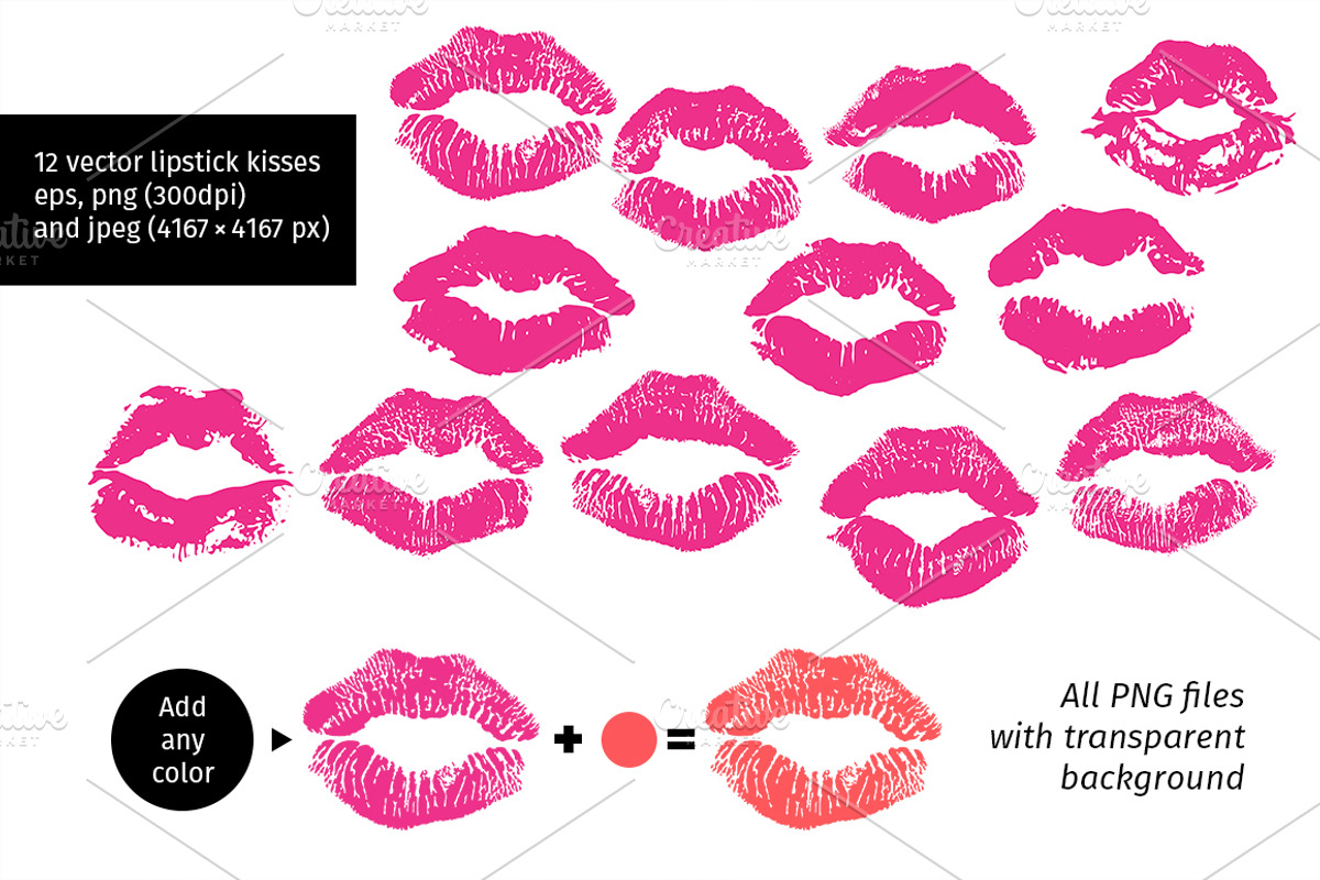 Vector Lipstick Kisses, an Illustration by Lina's store (Photo 2 of 5)