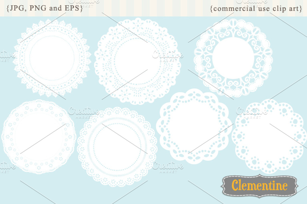 Doilies clip art and vectors, an Illustration by Lovely Clementine