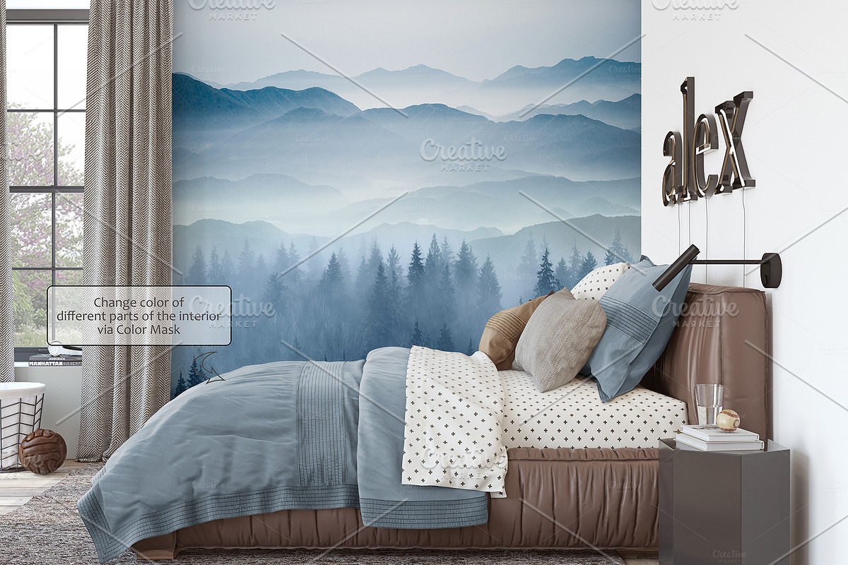 TEENAGER's ROOM Wall&Frame Mockup, a Poster Template by MyHomeMockups (Photo 4 of 12)