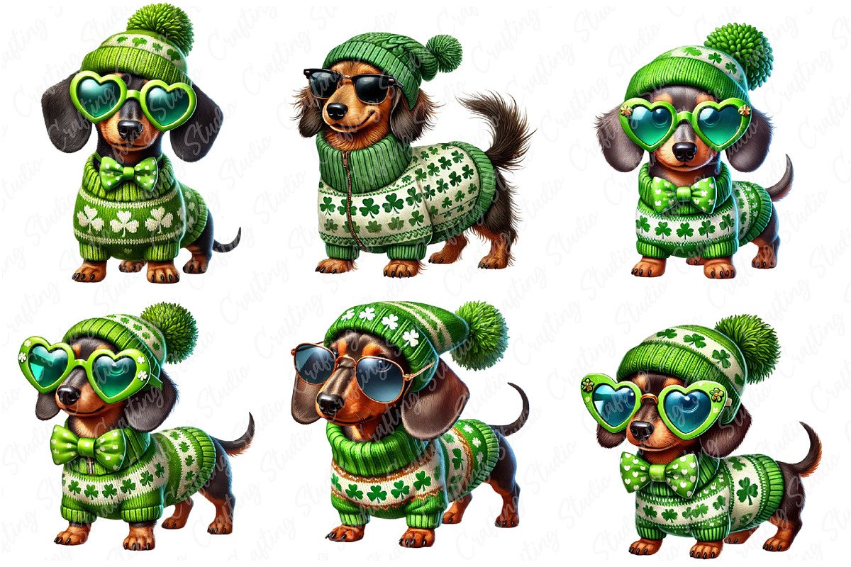 St. Patrick’s Day Dachshund Dog Png, an Illustration by Watercolor design (Photo 2 of 4)
