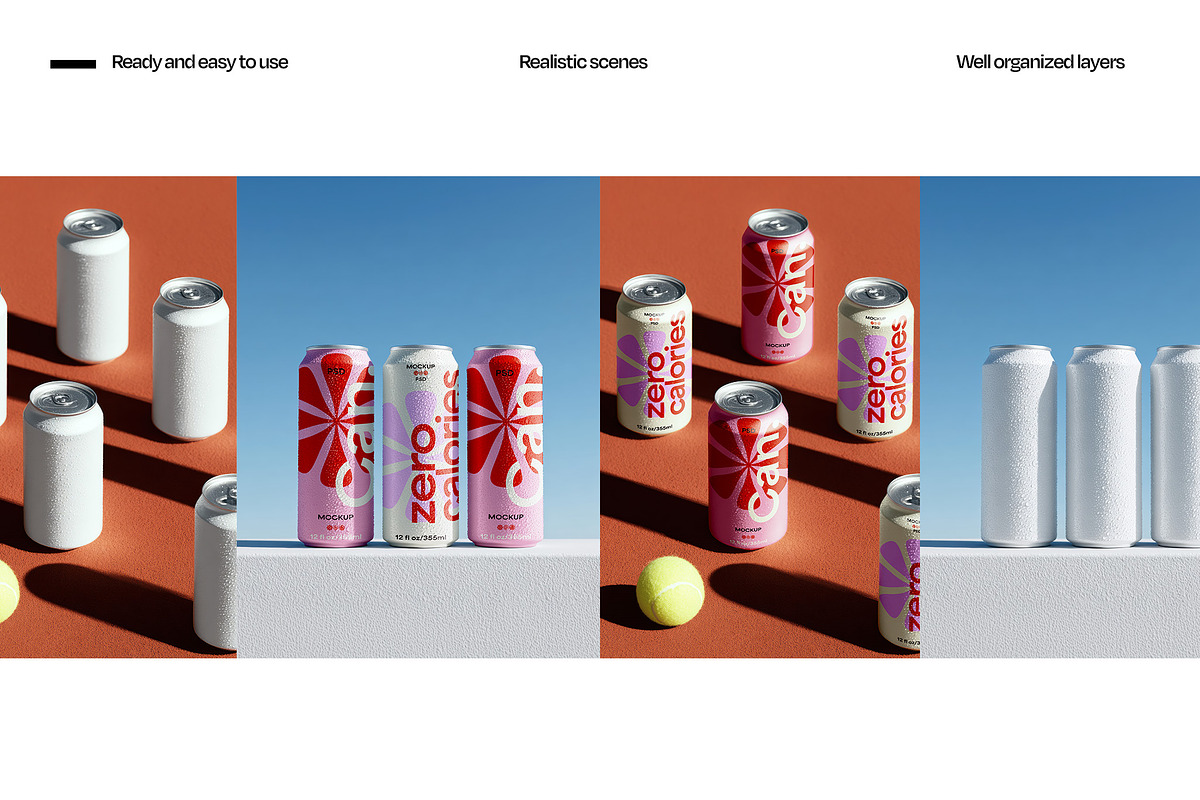 Soda Can Mockup Set, a Packaging Mockup by Mego-studio (Photo 6 of 11)