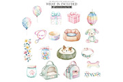 Party Pups Watercolor Clipart, an Illustration by CharmClipart (Thumbnail 6 of 8)