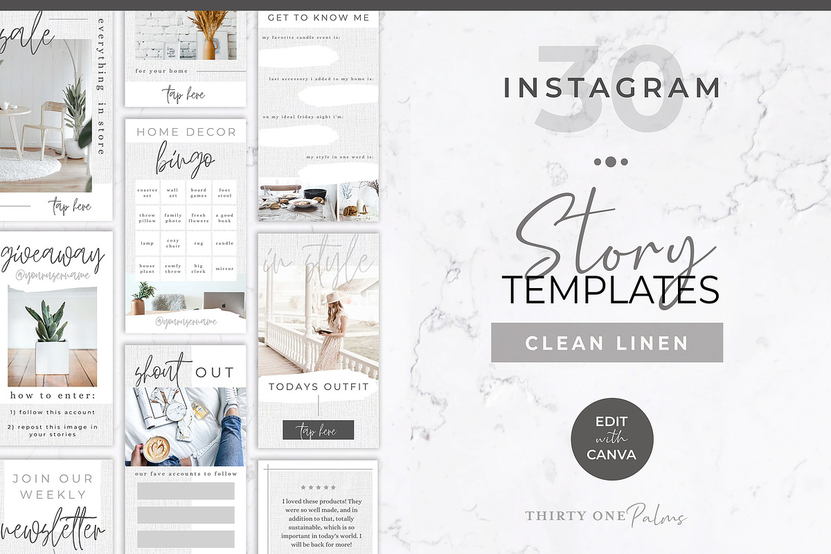 Instagram Stories for Canva | Linen, a Social Media Template by Thirty One Palms Studio (Photo 1 of 11)