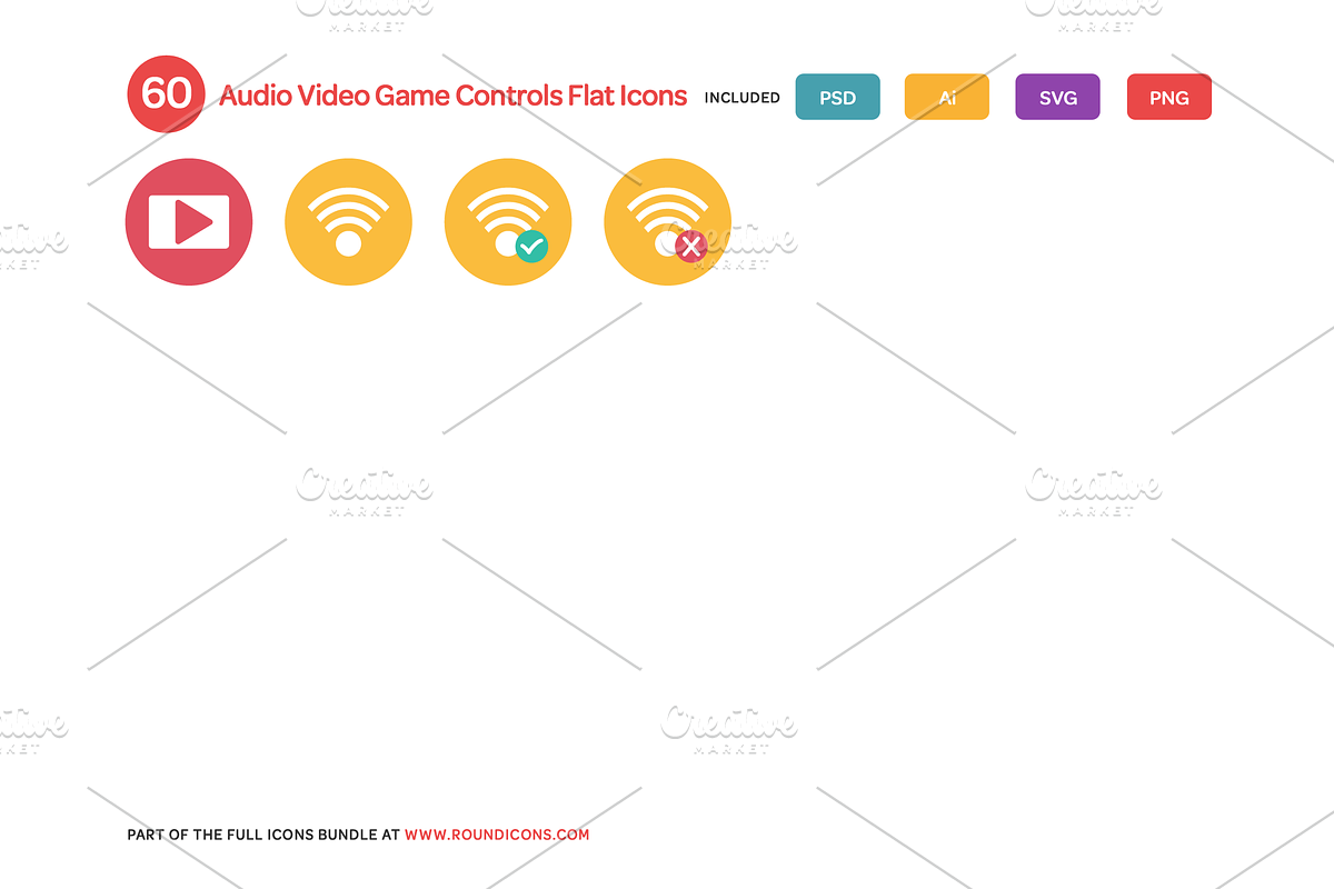 Audio, Video and Game Controls Flat preview 4