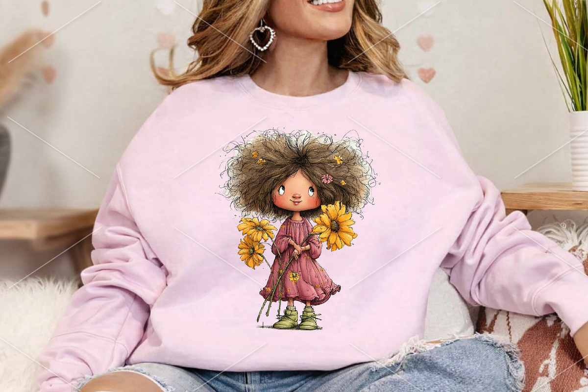 Whimsical Spring Girl Clipart Bundle, a Seasonal Illustration by Canvas Craft (Photo 6 of 7)
