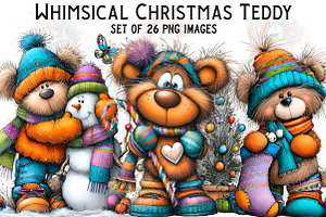 Whimsical Christmas Teddy Clipart, an Illustration by Craft Nest