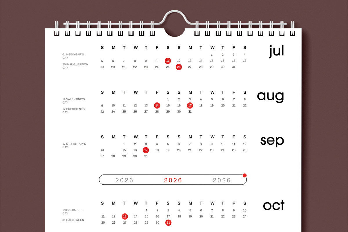 2026 Minimal Wall Calendar Template, a Stationery Template by MightyDesign (Photo 4 of 8)