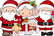 Cute Santa and Mrs. Claus Clipart, an Illustration by DreamArtGraphic (Thumbnail 1 of 4)