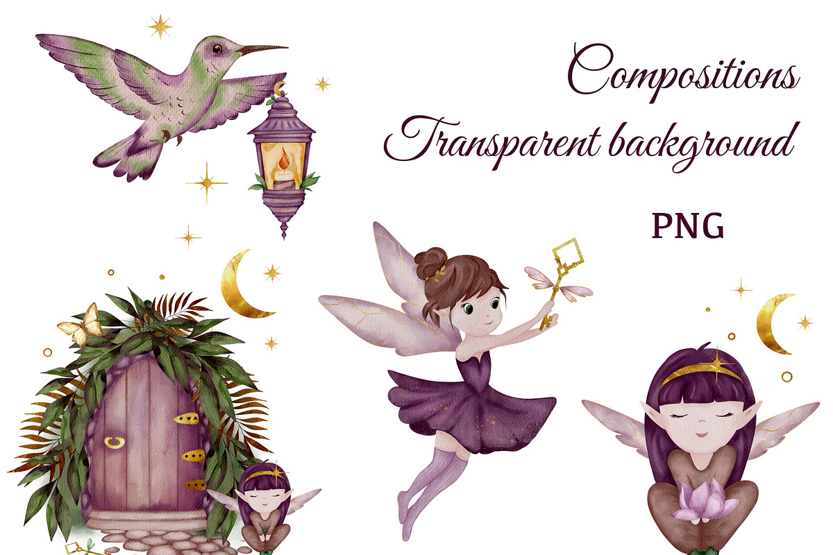 Tropical Fairy Watercolor Set, a Decorative Illustration by ZabolotnaArt (Photo 4 of 13)