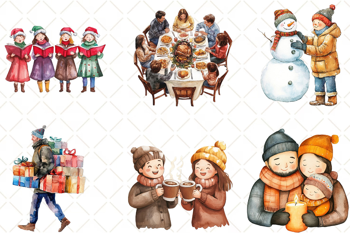 Christmas Family Clipart, an Illustration by Black Bird Studio (Photo 6 of 6)