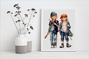 Watercolor Kids Clipart Design Bundl, an Illustration by Moon Studio (Thumbnail 8 of 11)