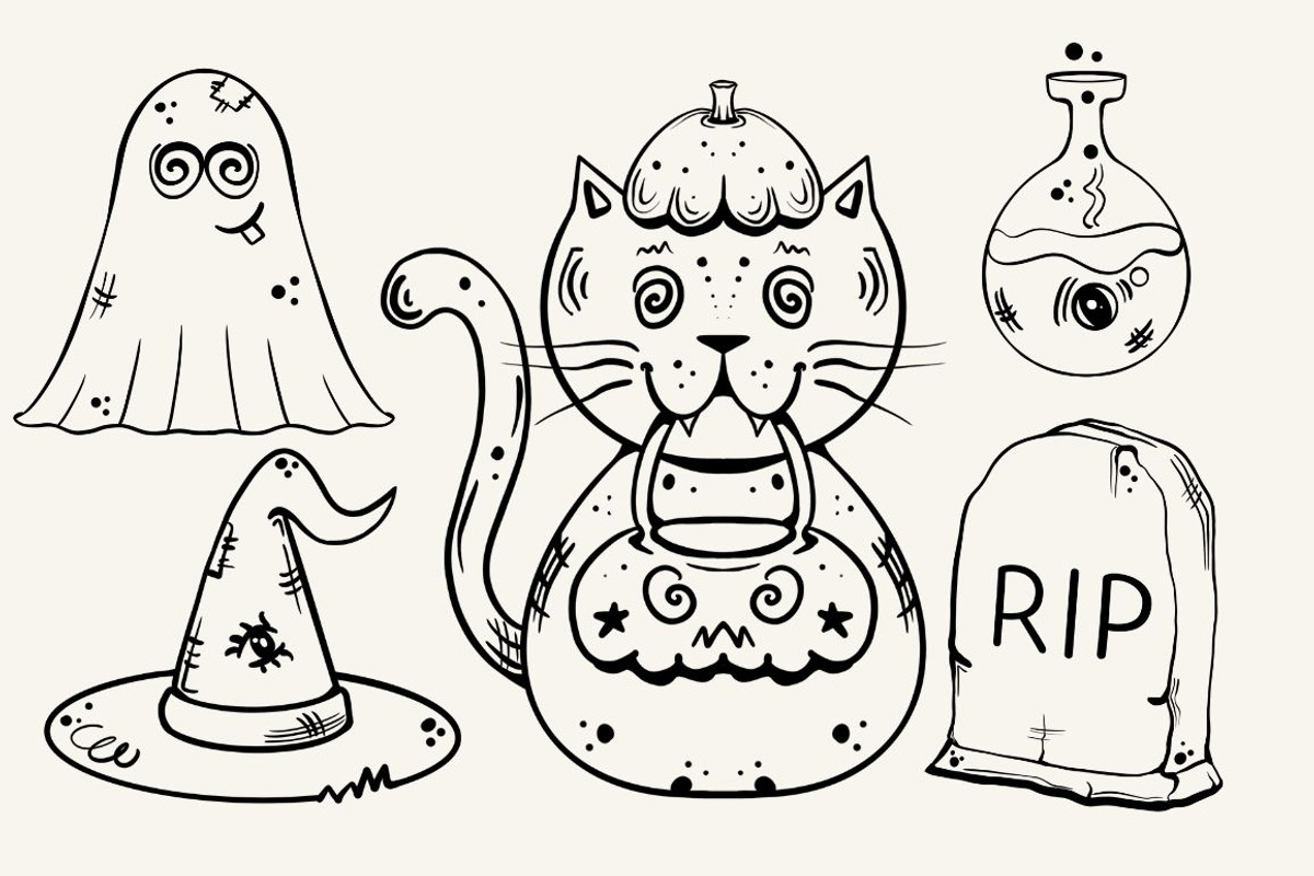 Halloween Doodles PNG Elements, an Illustration by The Best Digital Plaza (Photo 3 of 3)