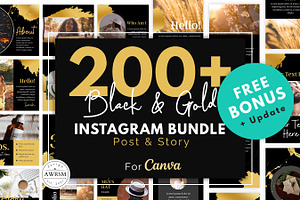 Black Gold Instagram Template Bundle