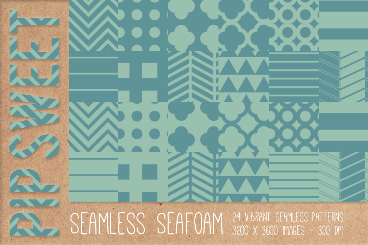 Seamless Sea Foam 24 Pattern Set preview 2