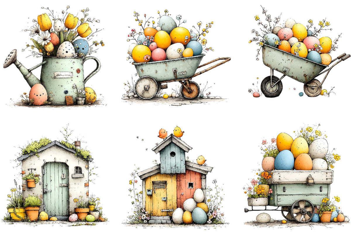 Farmhouse Easter Clipart, an Illustration by Sublimation Artist (Photo 6 of 7)