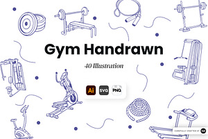Gym Handrawn Illustration Pack, an Object Graphic by SLAB! Design