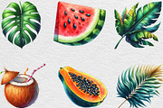 Tropical Clipart Watercolor, Tropica, an Illustration by Black Bird Studio (Thumbnail 5 of 6)