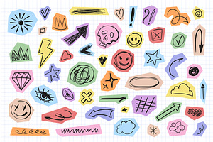 Scrapbook scribble stickers, an Object Illustration by alexdndz