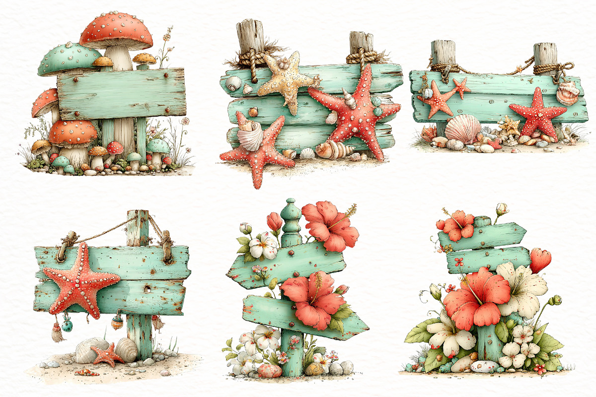 Whimsical summer wooden Clipart, an Illustration by Designworld (Photo 4 of 8)