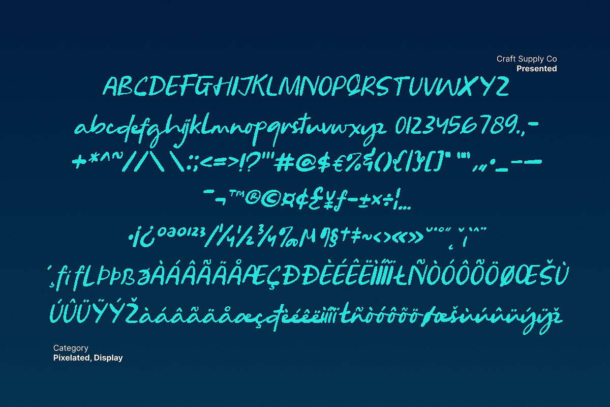 CS Sandra Pixel, a Script Font by Craft Supply Co. (Photo 8 of 8)