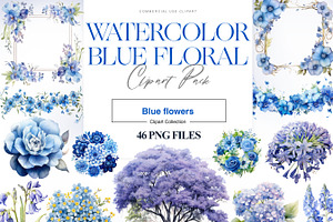 Blue Floral Clipart, Blue Roses PNG