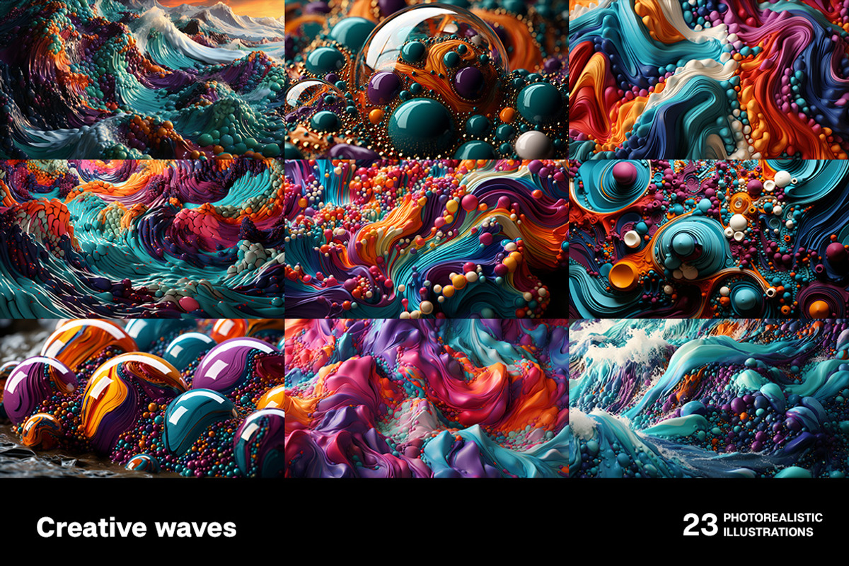 Creative waves. 23 images, a Decorative Illustration by Handmadefont (Photo 6 of 9)