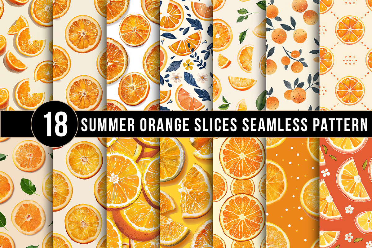Summer Orange Slices Seamless Patter, an Illustration by DreamArtGraphic (Photo 1 of 5)