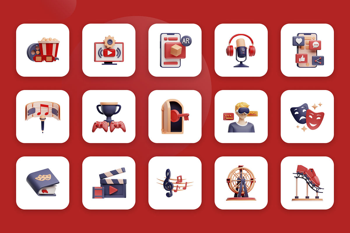 3D Animated Recreation Icon Set, an Object 3D Model by Flat Icons (Photo 4 of 5)