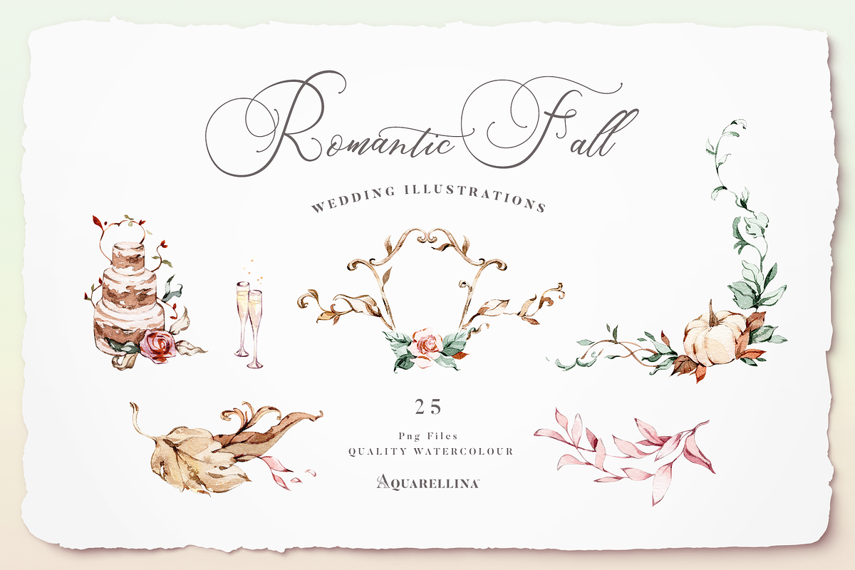 Romantic Fall Wedding Illustrations, an Illustration by Aquarellina (Photo 1 of 17)