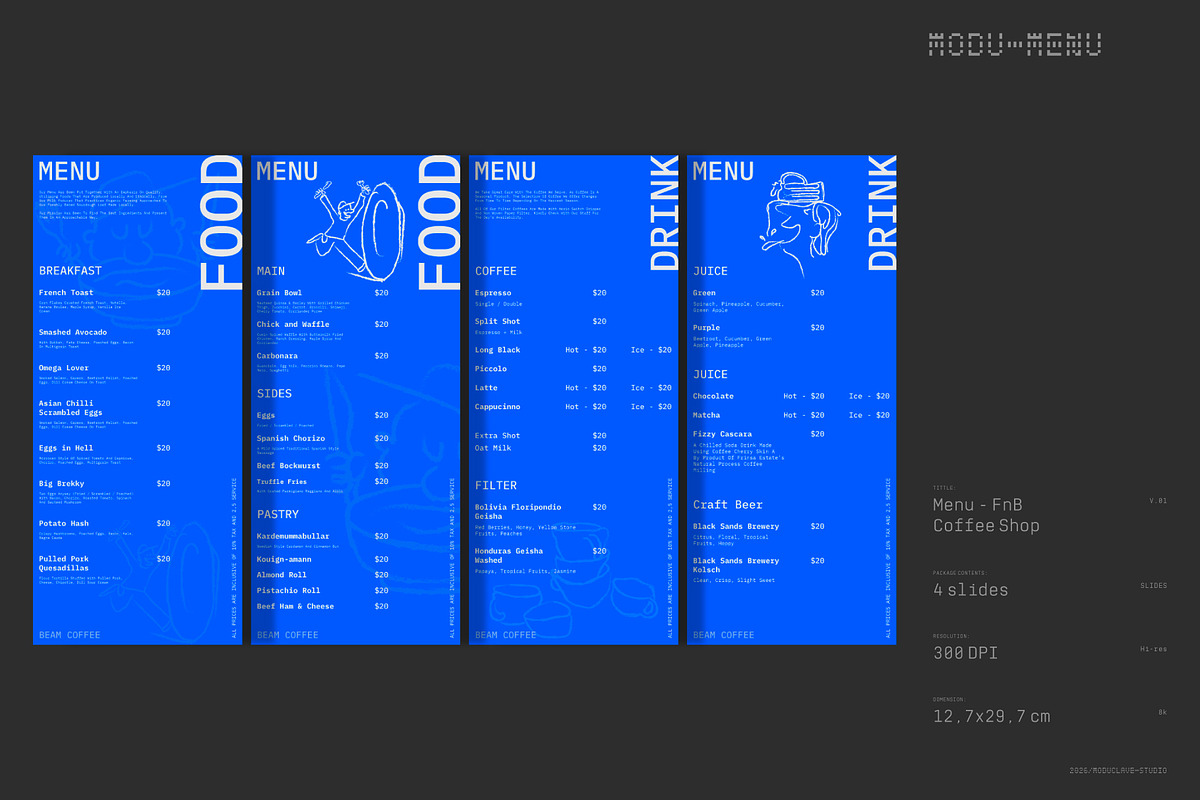 4 FnB & Coffee Shop Menu Templates, a Stationery Template by Moduclave Studio (Photo 3 of 4)
