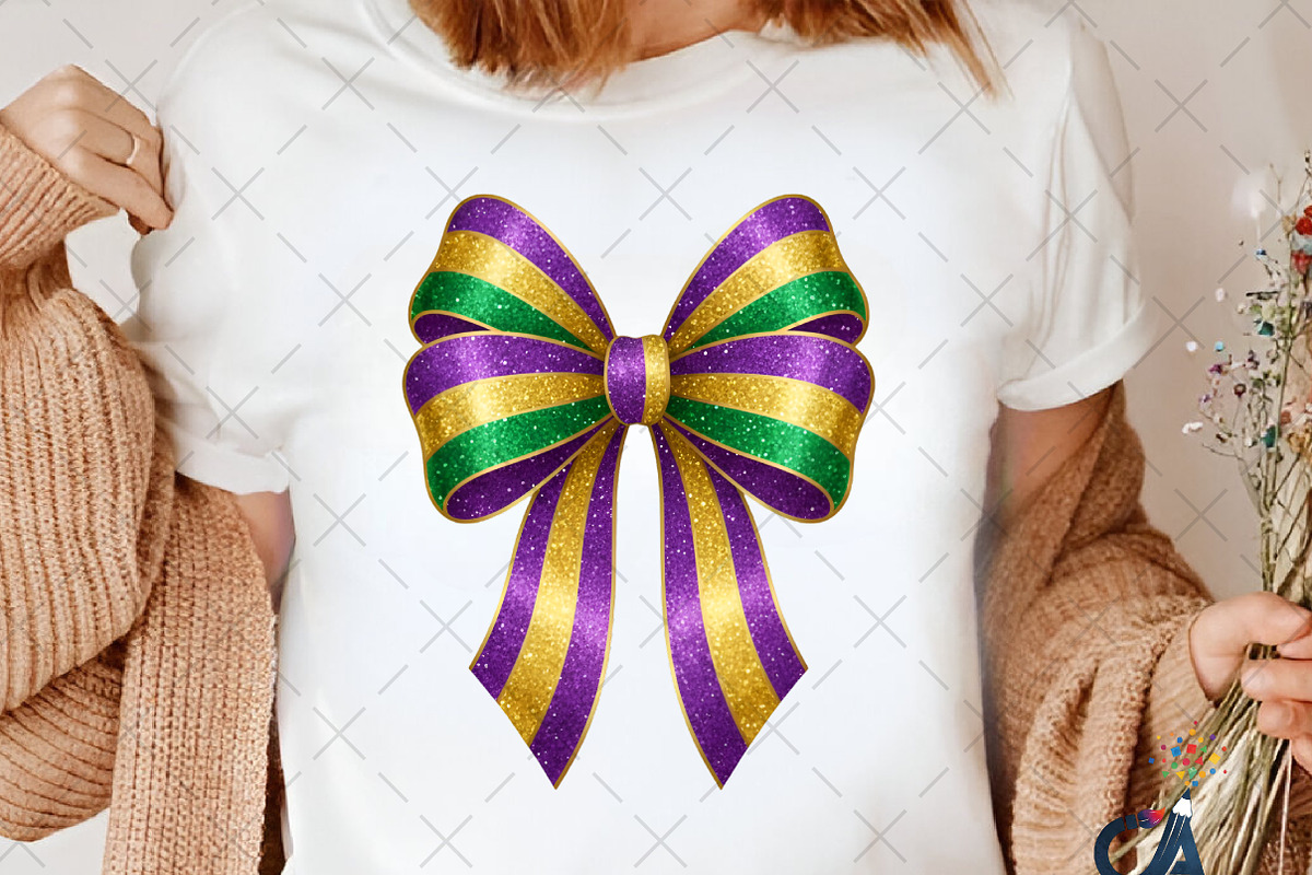 Mardi Gras Bow Sublimation PNG, an Illustration by Creative Art (Photo 5 of 6)