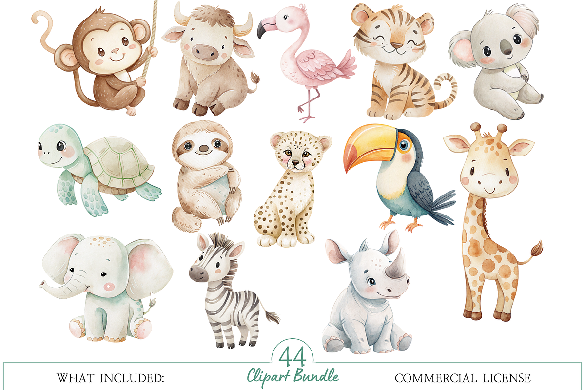 Safari Adventures watercolor clipart, an Illustration by MockupWizard (Photo 3 of 7)