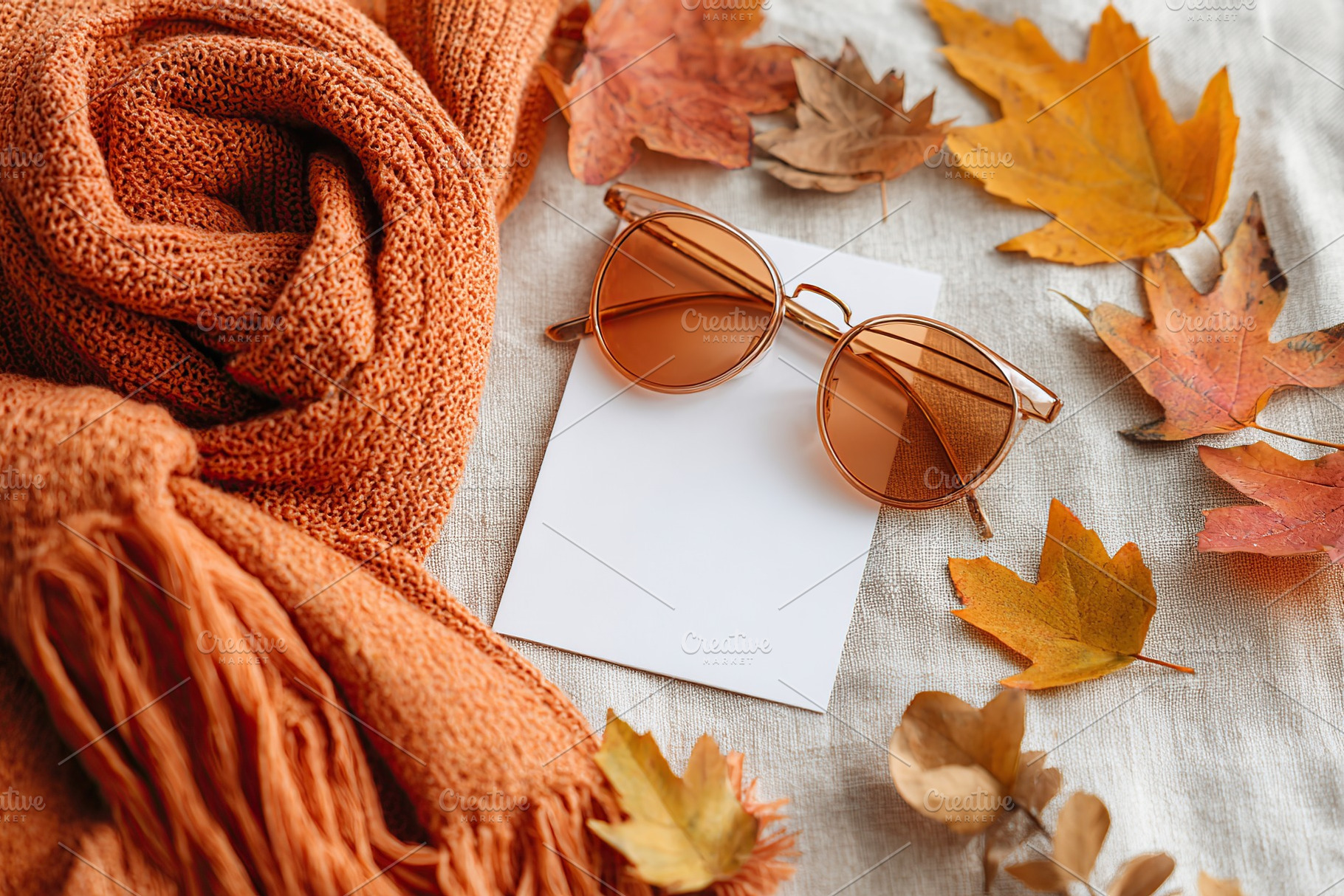 Vintage moodboard flat lay featuring an orange scarf and stylish sunglasses ami, a Beauty & Fashion Photo by AlyaAnd