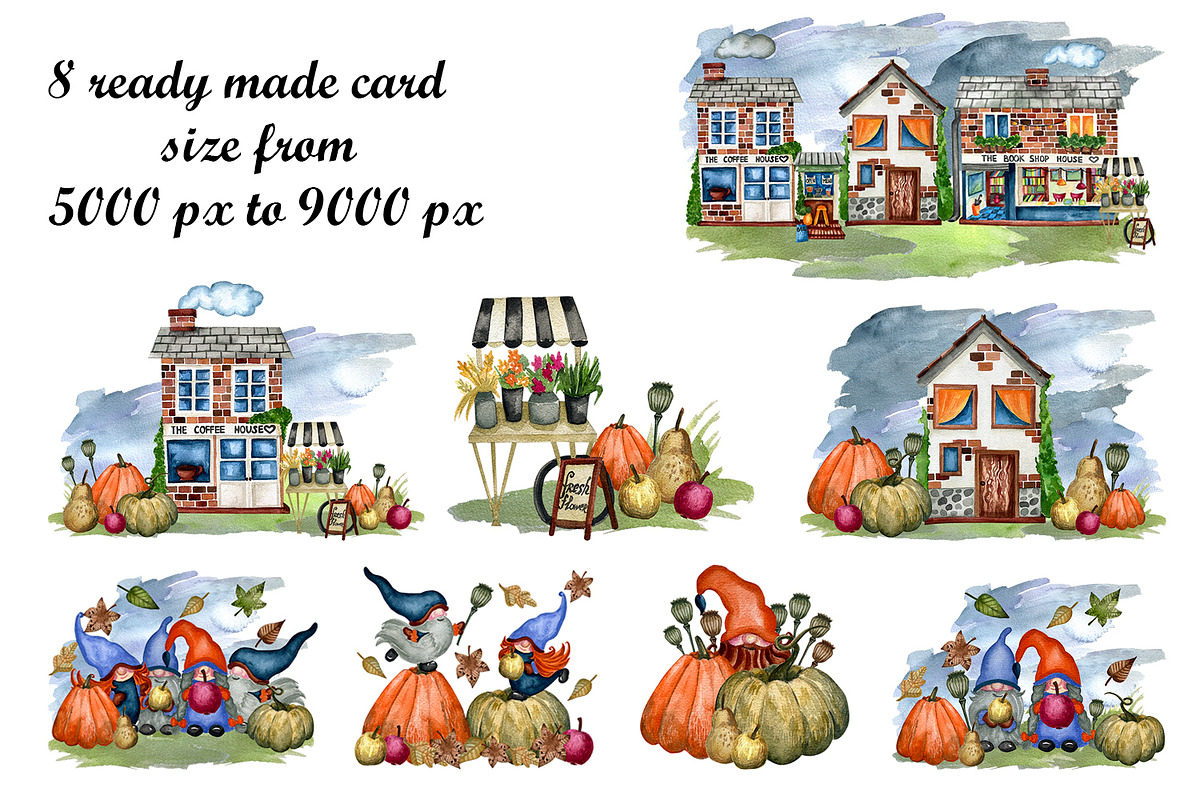 Watercolor autumn family gnomes set, a Seasonal Illustration by Fresh art by Larysa (Photo 2 of 5)