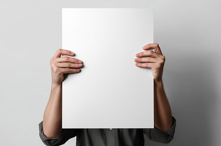 Person holding blank white poster, a Business Photo by MistyDay